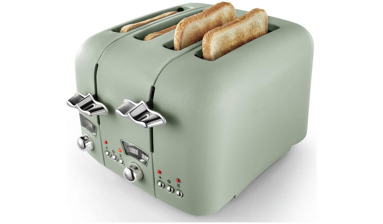 TO4 Argento Flora 4 Slice Toaster - Green