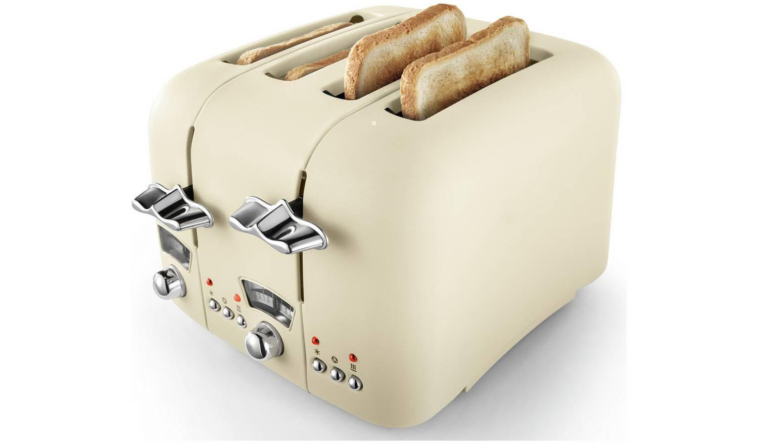 TO4 Argento Flora 4 Slice Toaster - Beige