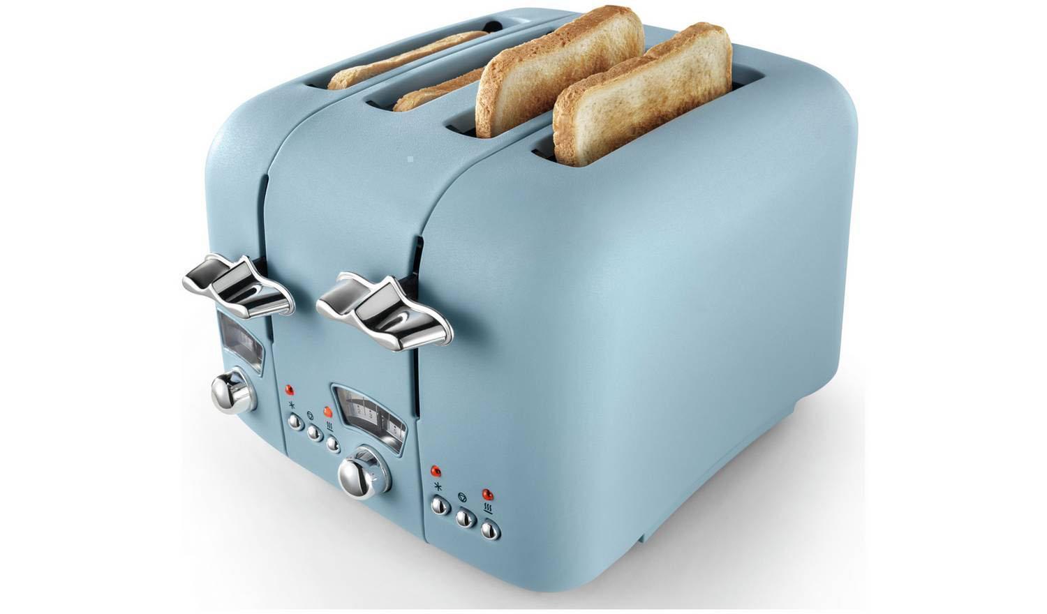 TO4 Argento Flora 4 Slice Toaster - Blue